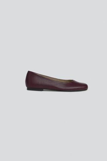 ZARA X BAISI GUADAGNINO КОЖАНЫЕ БАЛЕТКИ, БОРДОВО-КРАСНЫЙ