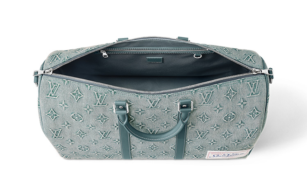 LOUIS VUITTON Keepall Bandouliere 50 Monogram Washed Denim Coated Canvas