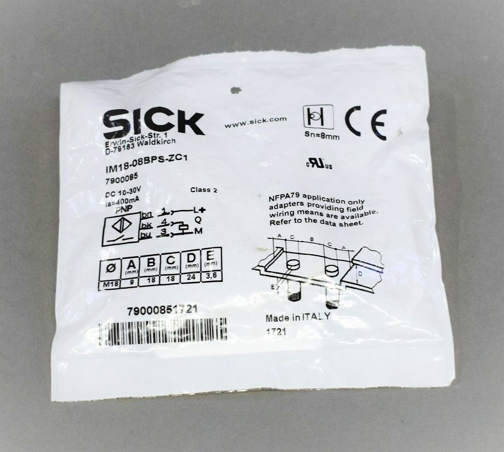 Новый индуктивный датчик SICK IM18-08BPS-ZC1 Новый индуктивный датчик SICK IM18-08BPS-ZC1