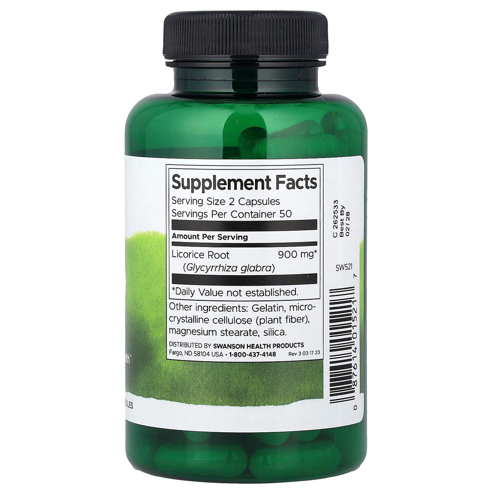 Swanson Vitamins, корень солодки, 450 мг, 100 капсул
