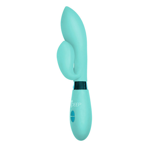 Мятный вибратор 20см с клиторальным отростком Indeep Gina Turquoise
