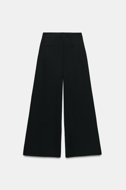ZARA БРЮКИ ПАЛАЦЦО С ЗОЛОТИСТОЙ ПУГОВИЦЕЙ, ЧЕРНЫЙ