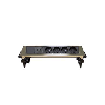 Блок розеток 47 п/автомат (4 EURO + 2 USB-A) Серый металлик