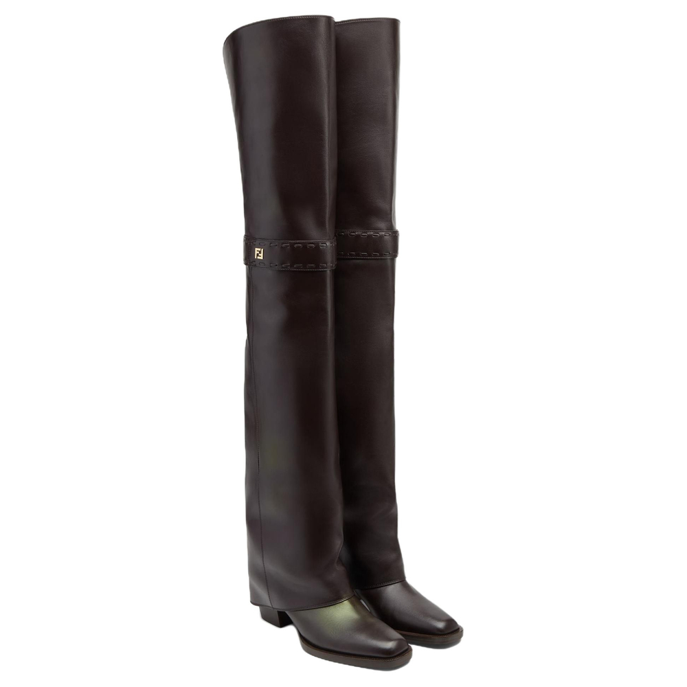FENDI Over the knee Boots 5.5cm Women"s Burgundy