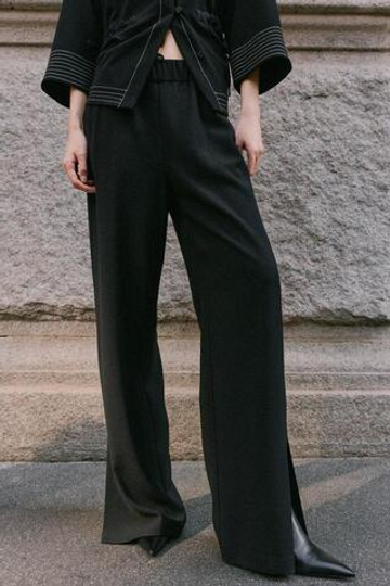 ZARA БРЮКИ В ПОЛОСКУ С РАЗРЕЗАМИ, ЧЕРНЫЙ