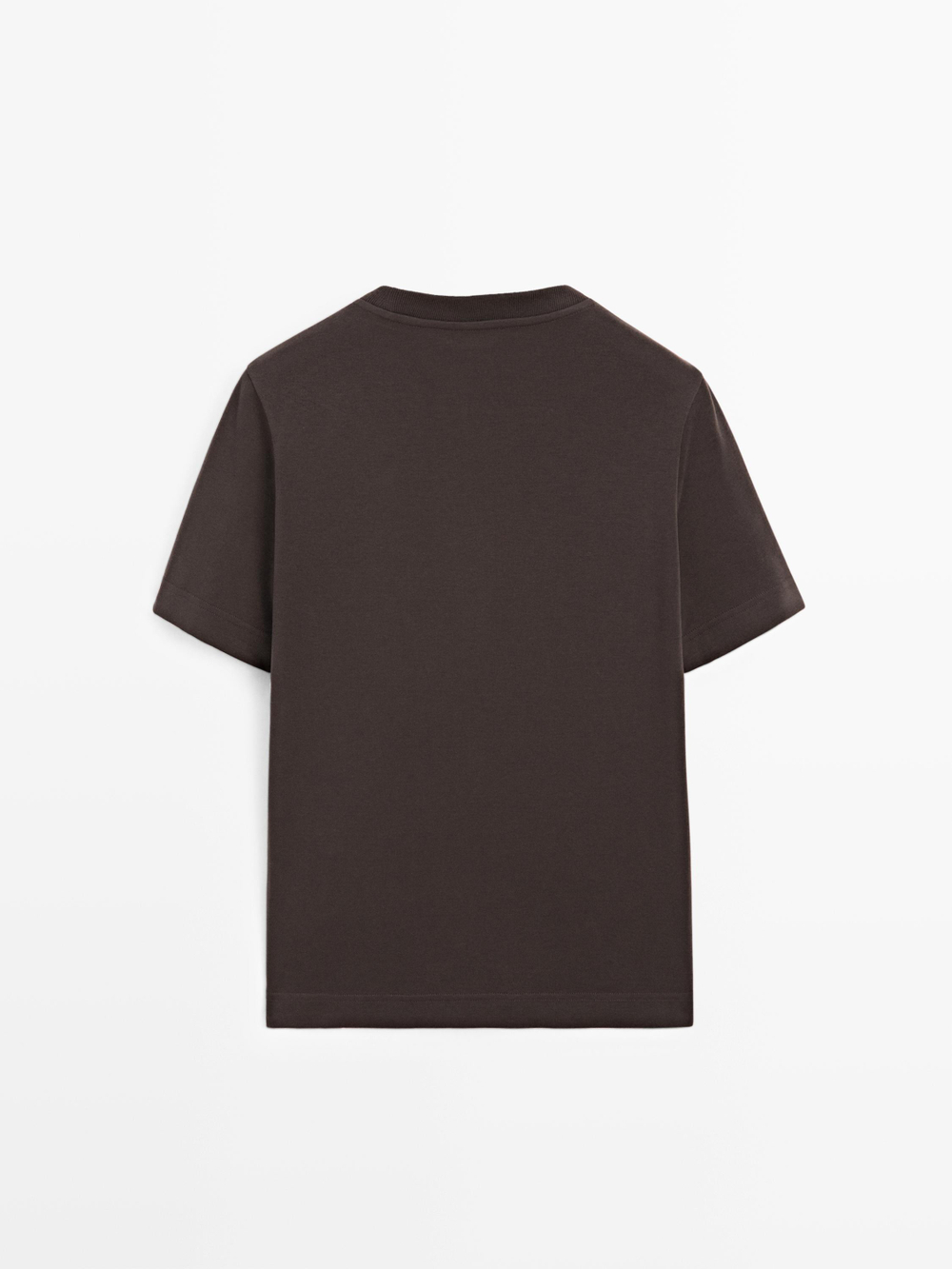 Massimo Dutti Футболка интерлок, короткие рукава, коричневый