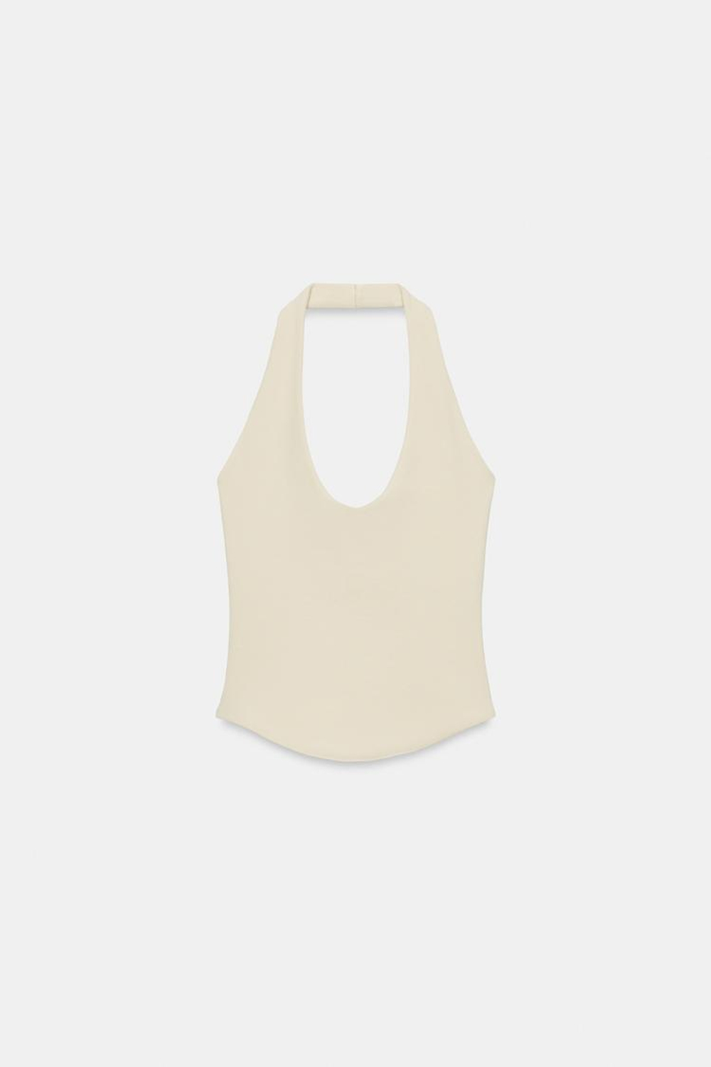 ZARA ТОП С ГОРЛОВИНОЙ ХАЛТЕР И ЗАКРУГЛЕННЫМ НИЗОМ, ЖЕЛТЫЙ