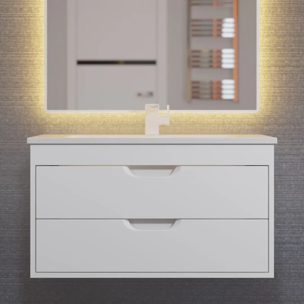 Тумба с раковиной для ванной Uperwood Modul 80 см, подвесная, матовая, белая