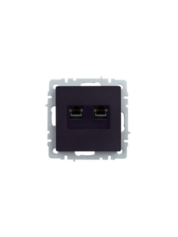 Розетка компьютерная двойн. СП RJ45 кат.5E BRITE РК10-2-БрЧ механизм черн. IEK BR-K20-1-K02