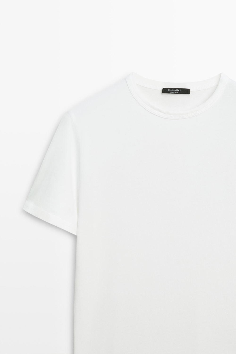 Massimo Dutti Футболка из 100% хлопка с короткими рукавами, белый