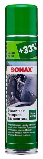SONAX Cockpit Pfleger - Очиститель-полироль для пластика глянцевая (яблоко), 400мл