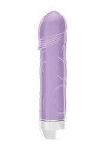 Фиолетовый вибратор Lenore с тонкими венками - 14,5 см. (Цвет: фиолетовый)