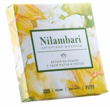 Шоколад Nilambari белый на кешью с чаем матча и мятой, 65 г
