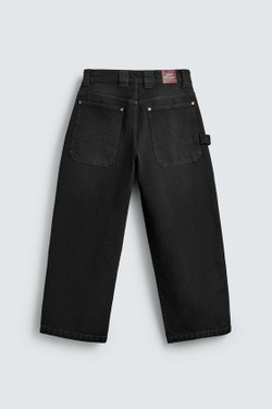 ZARA БРЮКИ КАРГО WIDE FIT, ЧЕРНЫЙ