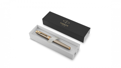 Перьевая ручка Parker IM Metal Brushed Metal GT, перо: F, цвет чернил: blue, в подарочной упаковке.