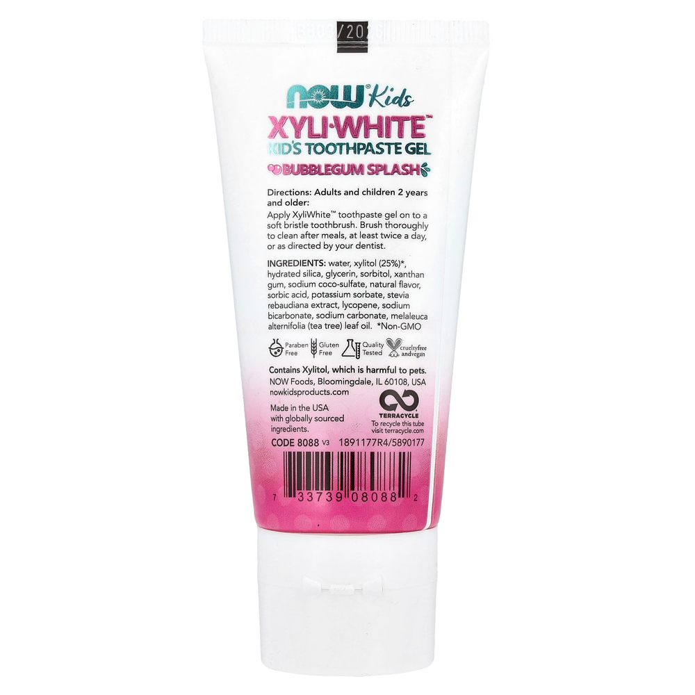 NOW Foods, Xyli-White™, детская зубная паста-гель, со вкусом жевательной резинки, 85 г (3 унции)