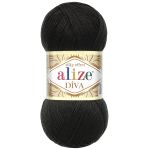 Пряжа Alize (Ализе) Diva / уп.5 мот. по 100 г, 350м, 060 черный A