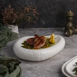 Блюдо овальное для подачи 25,8*20,5 см h5,5 см Organic белое фарфор P.L. Proff Cuisine [3]