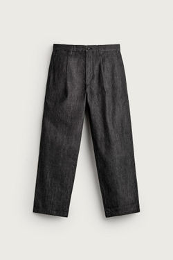 ZARA БРЮКИ ЧИНОС ИЗ ДЕНИМА СО СКЛАДКАМИ, ЧЕРНЫЙ