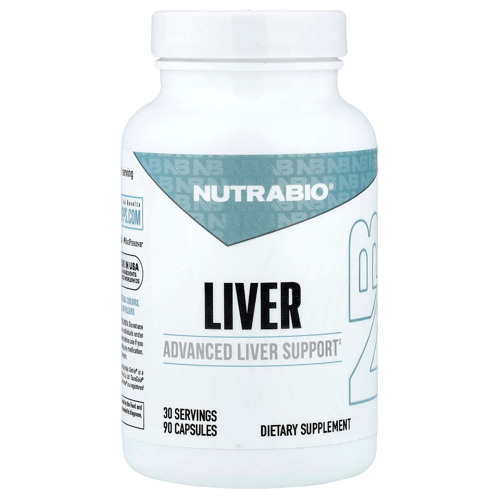 NutraBio, печень, 90 капсул