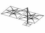 Зонт профессиональный двухкупольный 2.9х6 м Scolaro Galaxia Dual V Timber, имитация ироко, слоновая кость