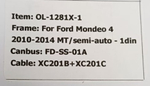 Установочный комплект для FORD MONDEO 2011-2012  KUBERG OL-1281-1