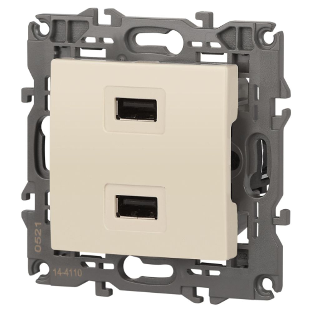 14-4110-02 ЭРА Устройство зарядное USB, 230В/5В-2100мА, IP20, Эра Elegance, сл.кость | Эра Elegance