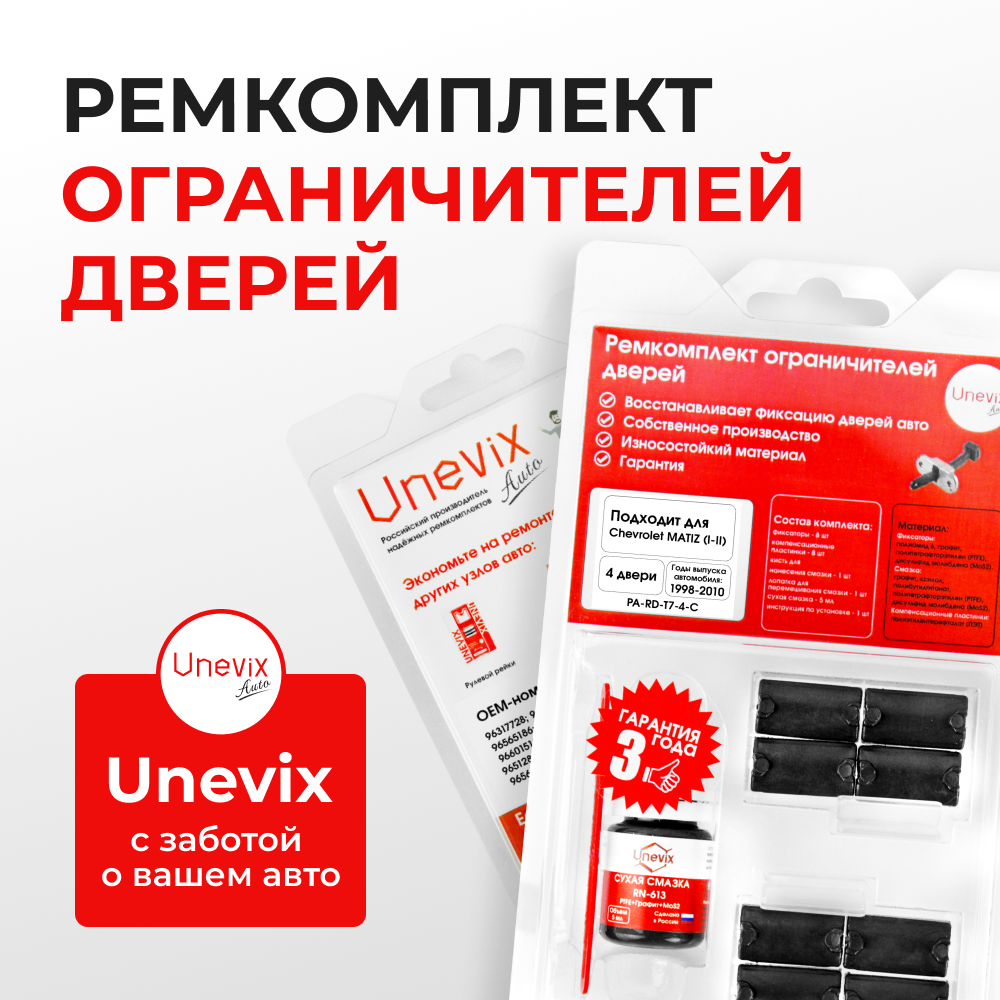 Ремкомплект ограничителей дверей Chevrolet MATIZ (I-II) M100; M150; M200; M250 (4 двери, тип 7) 1998-2010