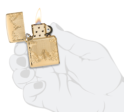 Зажигалка ZIPPO Armor Счастливый клевер с глянцевым золотистым покрытием | Lucky Clover High Polish