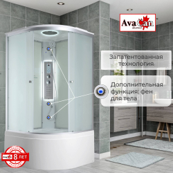 Душевая кабина AvaCan (АваКан) C5080 LED с высоким поддоном, с ГМ, с электрикой и LED освещением, 80х80х215