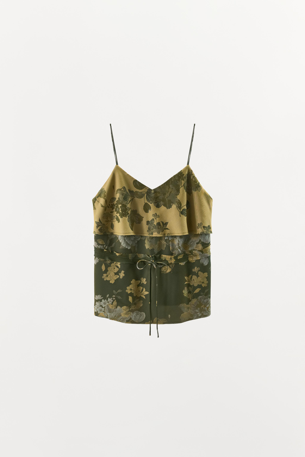 ZARA ЖАККАРДОВЫЙ ТОП НА БРЕТЕЛЯХ, ОТТЕНКИ ЗЕЛЕНОГО