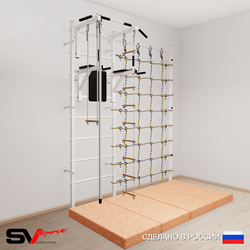 Шведская стенка Sv Sport усиленная 67740 (Турник стандарт/Брусья/Канат/Лестница/Трапеция/Мат 2м/Канатный лаз)