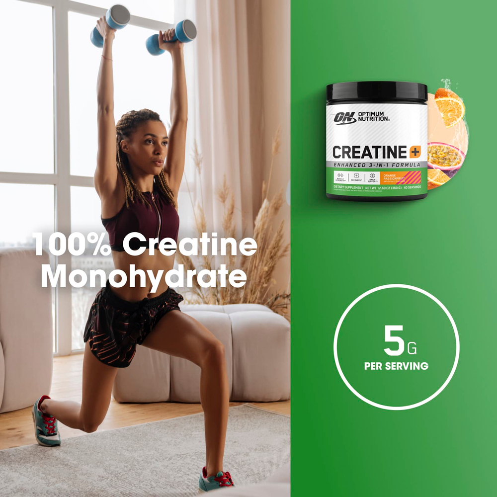 Optimum Nutrition, Creatine +, апельсин и маракуйя, 360 г (12,69 унции)