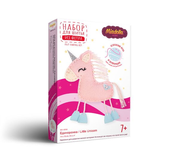 Набор для шитья игрушки Единорожка 14 см, Miadolla KD-0330