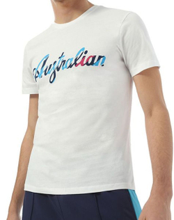 Мужская теннисная футболка Australian T-Shirt Cotton Printed - bianco