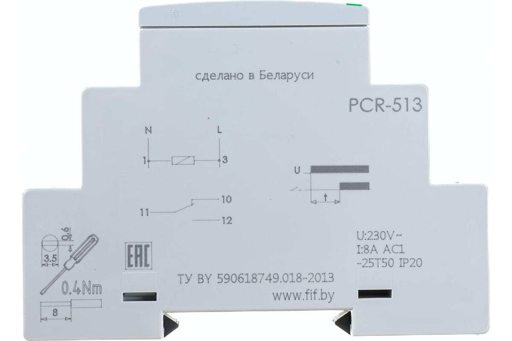 Реле времени PCR-513U 8А 12-264В AC/DC 1 перекл. IP20 задержка включ.