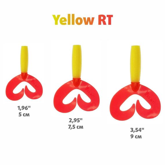 Твистер Helios Credo Double Tail 3,54"/9 см Yellow RT 5шт. (HS-28-038)