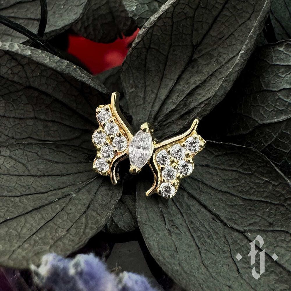 Накрутка "Aglais" - Желтое золото - White CZ