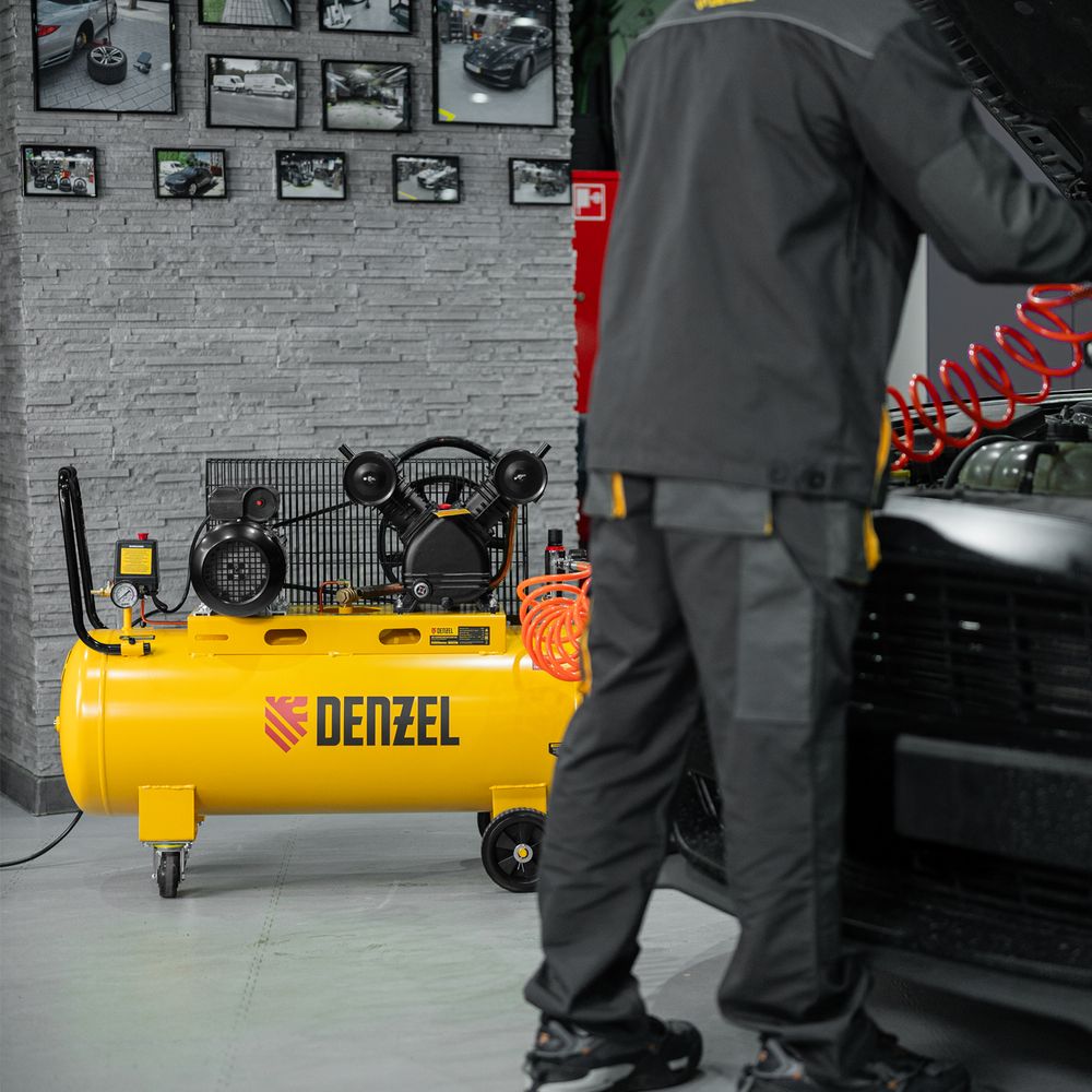 Компрессор масляный воздушный Denzel BCV2300/100, ременный привод, 2.3 кВт, 100 л, 440 л/мин