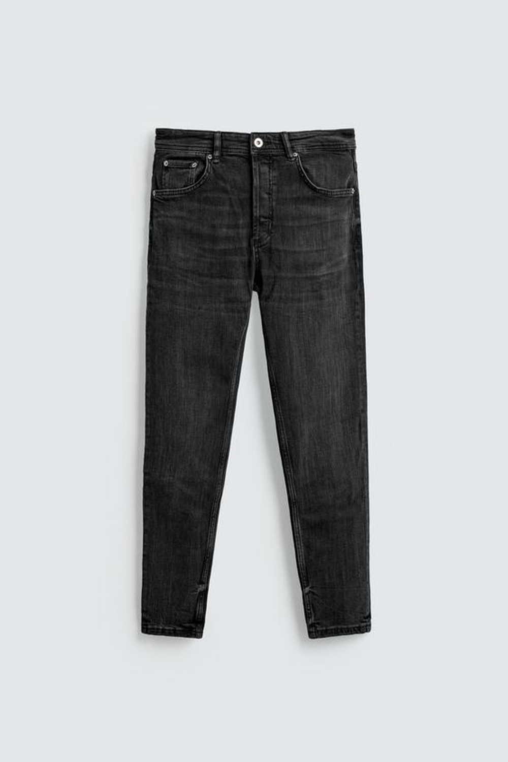 ZARA УКОРОЧЕННЫЕ ДЖИНСЫ SKINNY, УГОЛЬНЫЙ