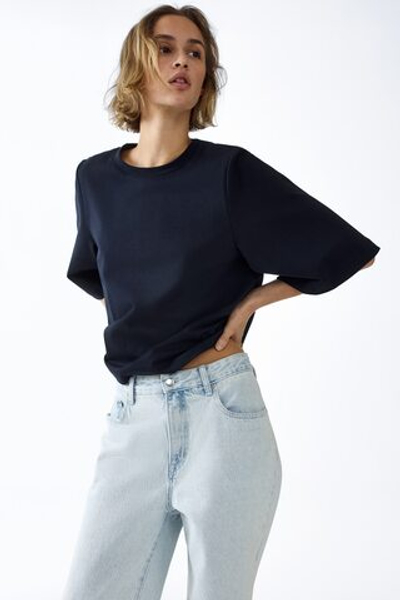 Топ из хлопка пима — короткие рукава, свободный крой - H&M