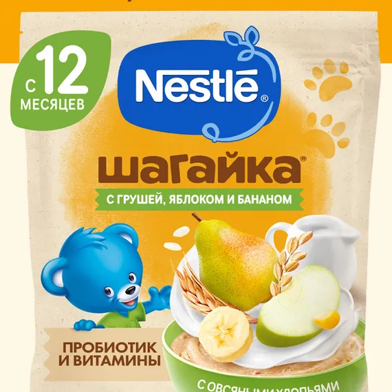 Каша Nestle Шагайка Мультизлаковая яблоко банан груша 190г