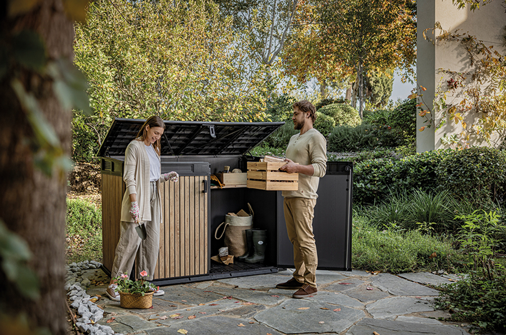 Уличный ящик пластиковый Keter Horizontal Narrow brown 2020 л