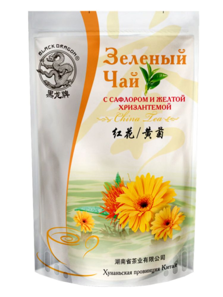 Чай зеленый Black dragon Сафлор Желтая хризантема 100 г 3 шт