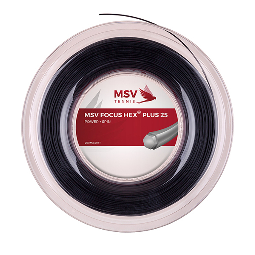 Теннисная струна MSV Focus HEX Plus 25, 1,25, 200м (черный)