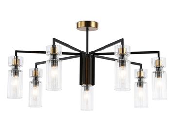 Люстра на штанге 7*E14 LH56115/7 BK/BS/CL чёрный/латунь/прозрачный High Light Modern Ambrella