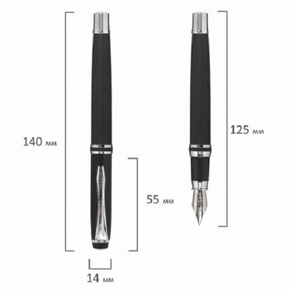 Набор ручек Brauberg Duetto (шариковая 1мм + перьевая 0.5мм), синие, корпус черный