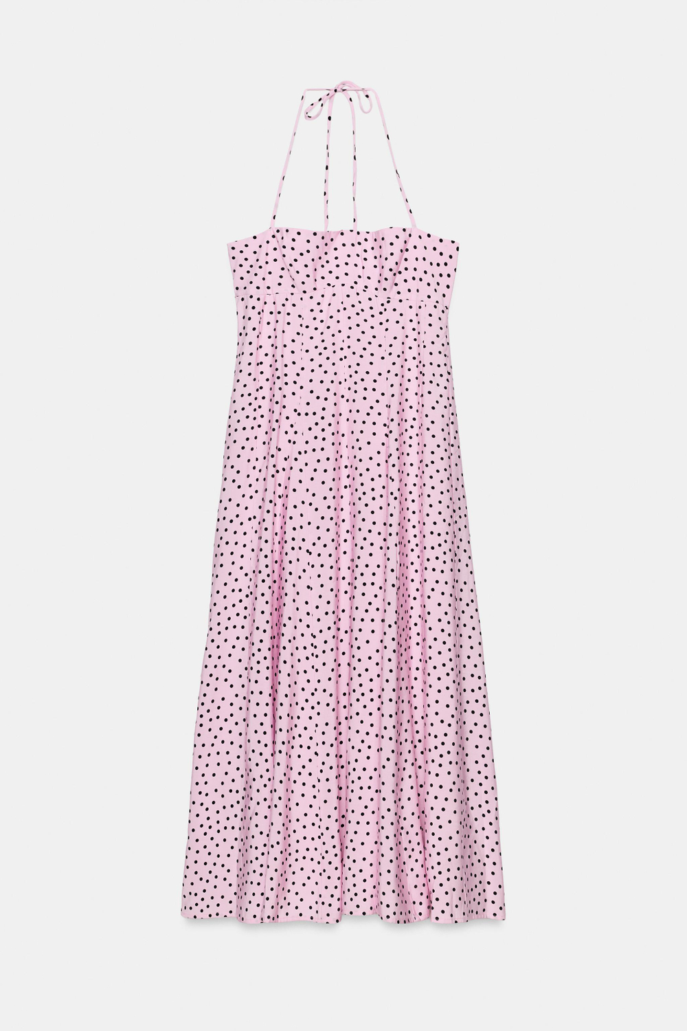 ПЛАТЬЕ МИДИ В ГОРОШЕК С ГОРЛОВИНОЙ ХАЛТЕР И ОБЪЕМНЫМИ ДЕТАЛЯМИ — ZARA