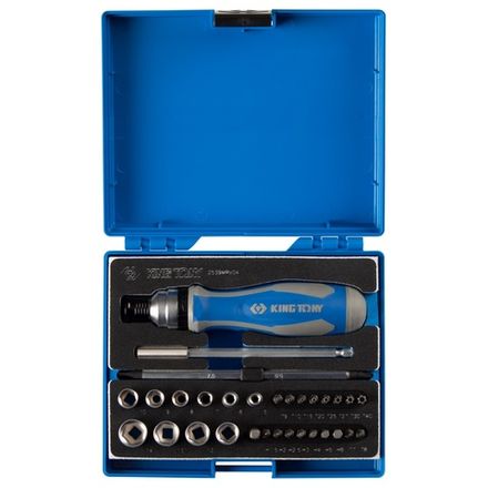 Цена на KING TONY (2539MRV04) Набор вставок (бит) 1/4", PH, PZ, Hex, Torx, Slotted, 39 предметов