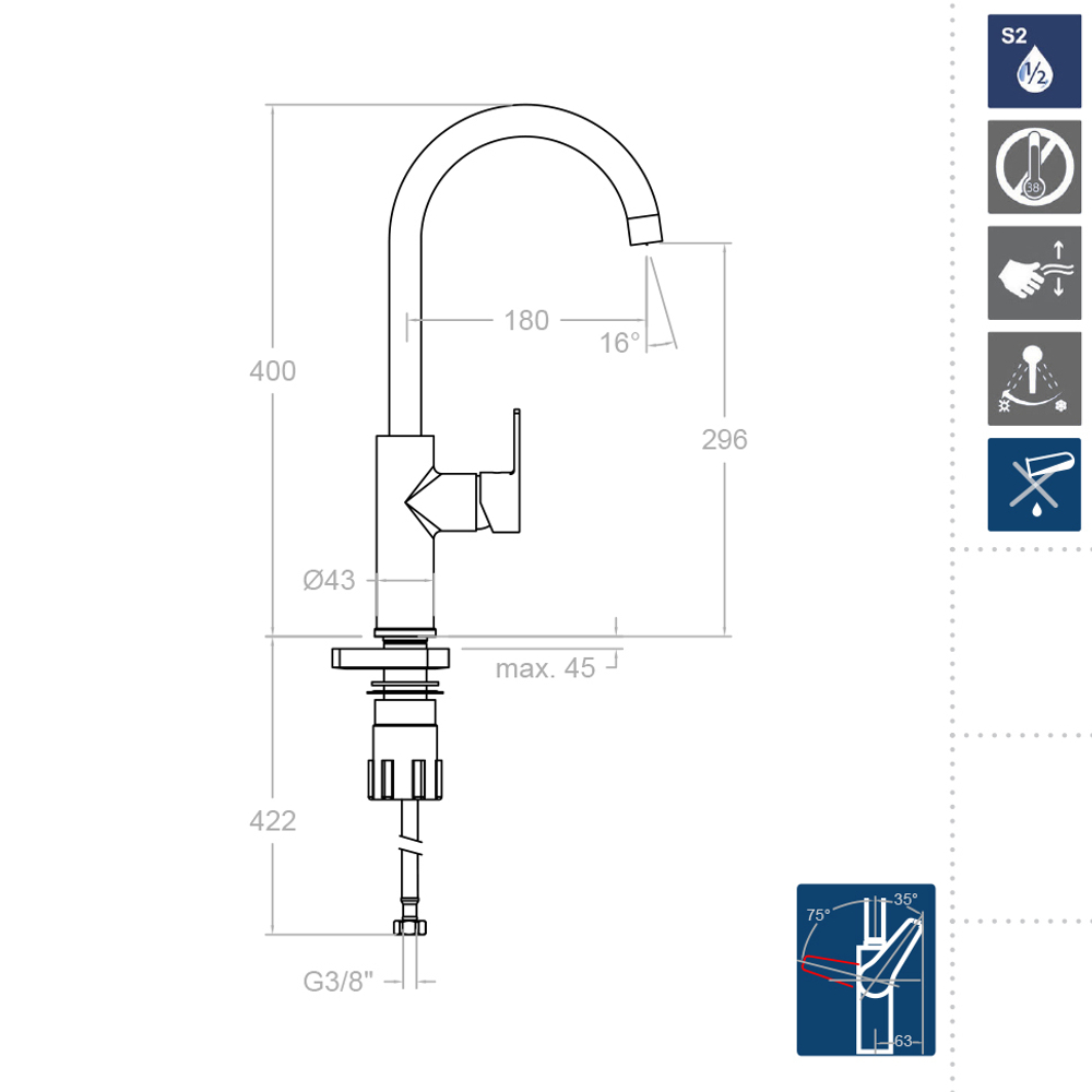 СНЯТ Смеситель для кухни RS-Q 930602